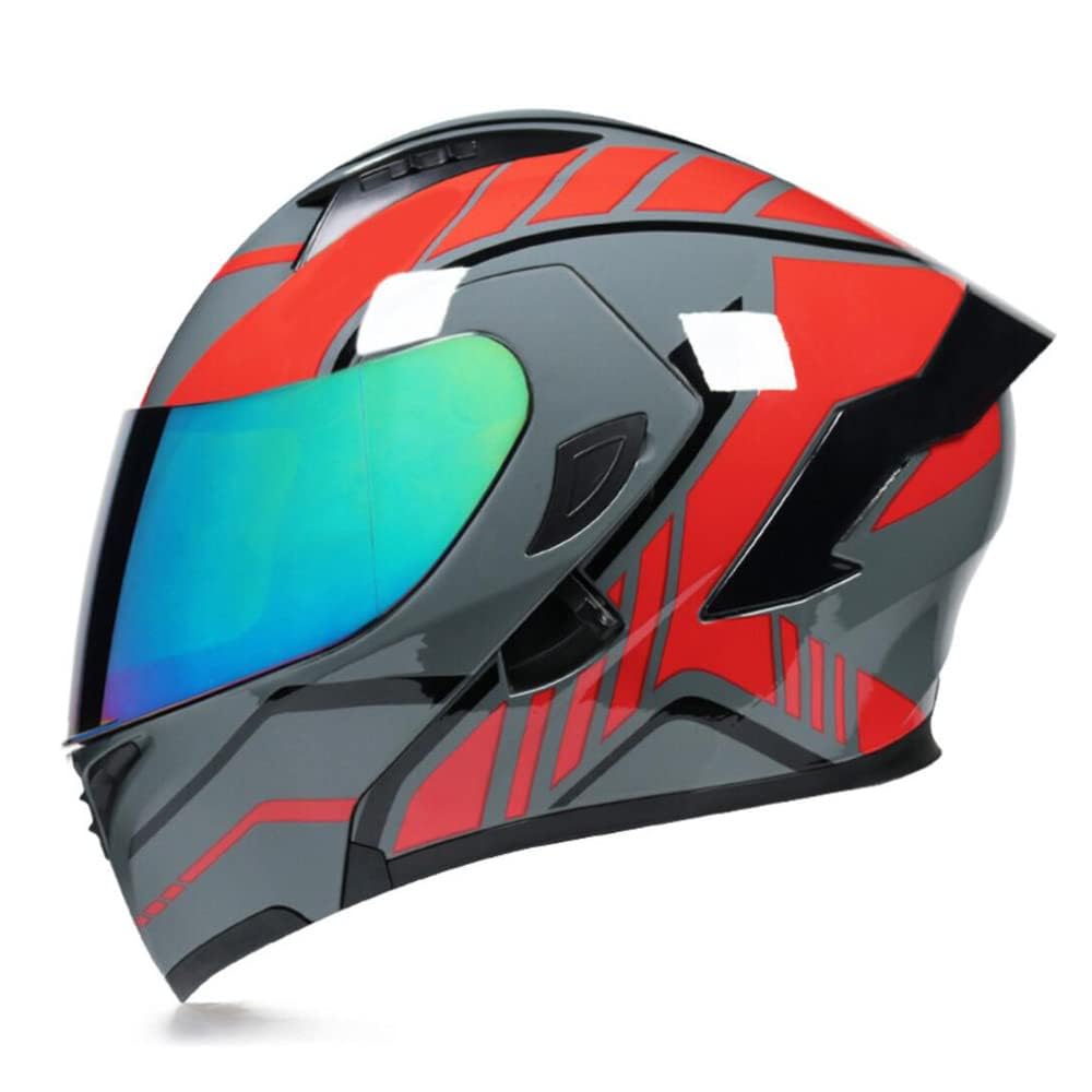 Full Face Flip Up Motorcycle Modular Helmet Integrated Motorbike Dual Visor for Adults Men Women Moped Street Racing DOT Approved — view 27