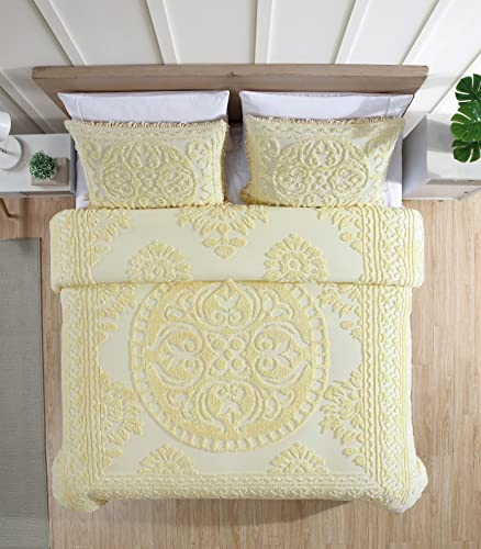 Image of Beatrice Home Fashions Medallion King Cotton Chenille Sham, Yellow