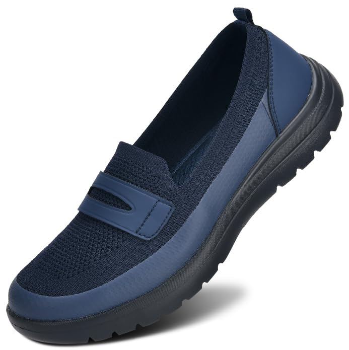 Buyrew Loafers for Women Comfort Slip On Walking Shoes Knit Dressy Comfortable Business Casual Work Flats