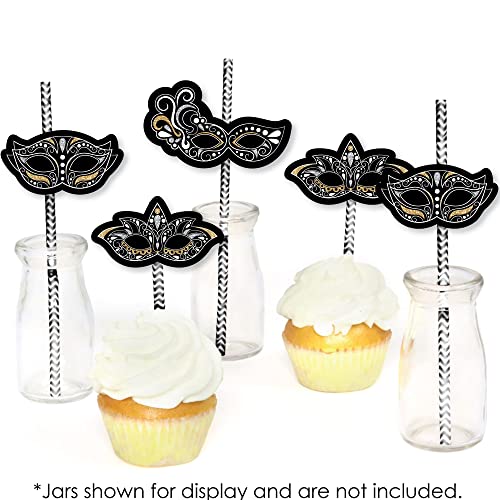 Decoración Pitillos de Papel Masquerade Set 24 miniatura 4