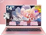Ordenador Portátil 14 Pulgadas Celeron N5095 Upto 2,9 GHz Portatiles 8GB RAM 256GB SSD TF 1TB LPDDR4 Win11 5G WiFi 1920*1080 FHD Widevine L1 Laptop Película Protectora Español - Oro Cuerpo Metálico