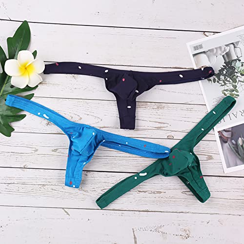 Mens Cotton Print Breathable T Back G-String Thong Underwear2