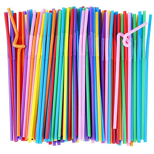 300 pitillos flexibles de plástico negro y color miniatura 6