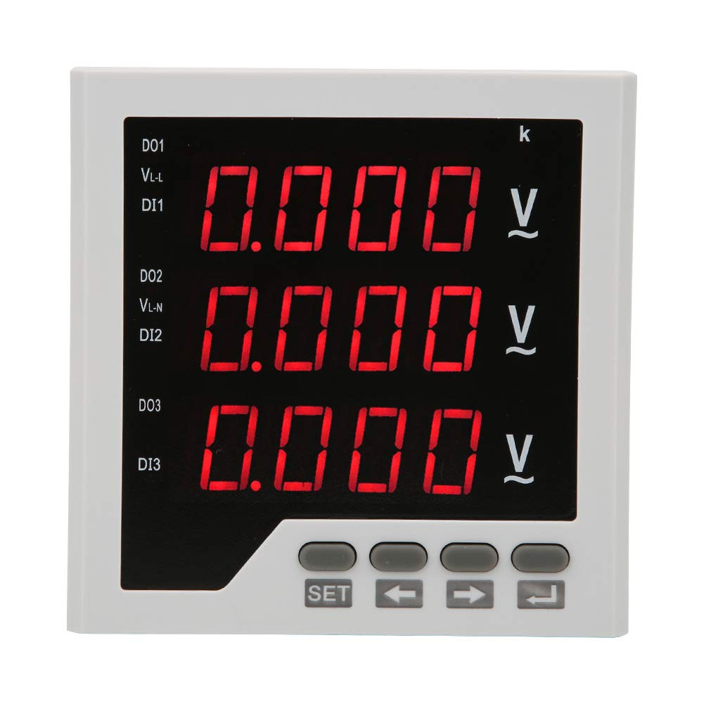 Jeffergarden Medidor de Voltaje CA 450 V, Pantalla LED Programable, Voltímetro Trifásico de Alta Precisión para una Fácil Instalación en Sistemas Eléctricos Industriales