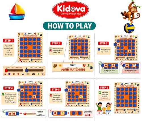 Image of Royals Hub Wooden Memory Matching Game for Kids | Educational Mind Matching Board Game with Animal, Fruit, Number & Shape Cards |Cognitive Learning, Memory Concentration Development Toy for Boys Girls