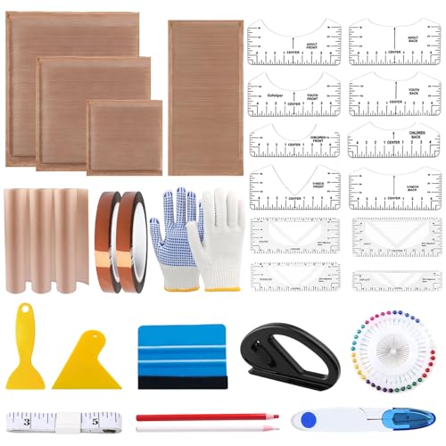 SHINFARE All-in-One Heat Press Pillow Set: Pressing Pillow Teflon Sheets for Heat Press Sublimation Accessories T-Shirt Ruler Guide & Supplies for DIY Projects