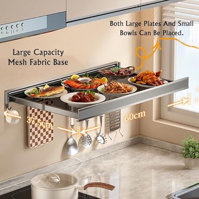 Wall-mounted Kitchen Shelf Tray,Multilayer Food Sorting,Vegetable and Fruit Preparation, Suitable for Family Hot Pot(1,60X37.5X4.7cm)