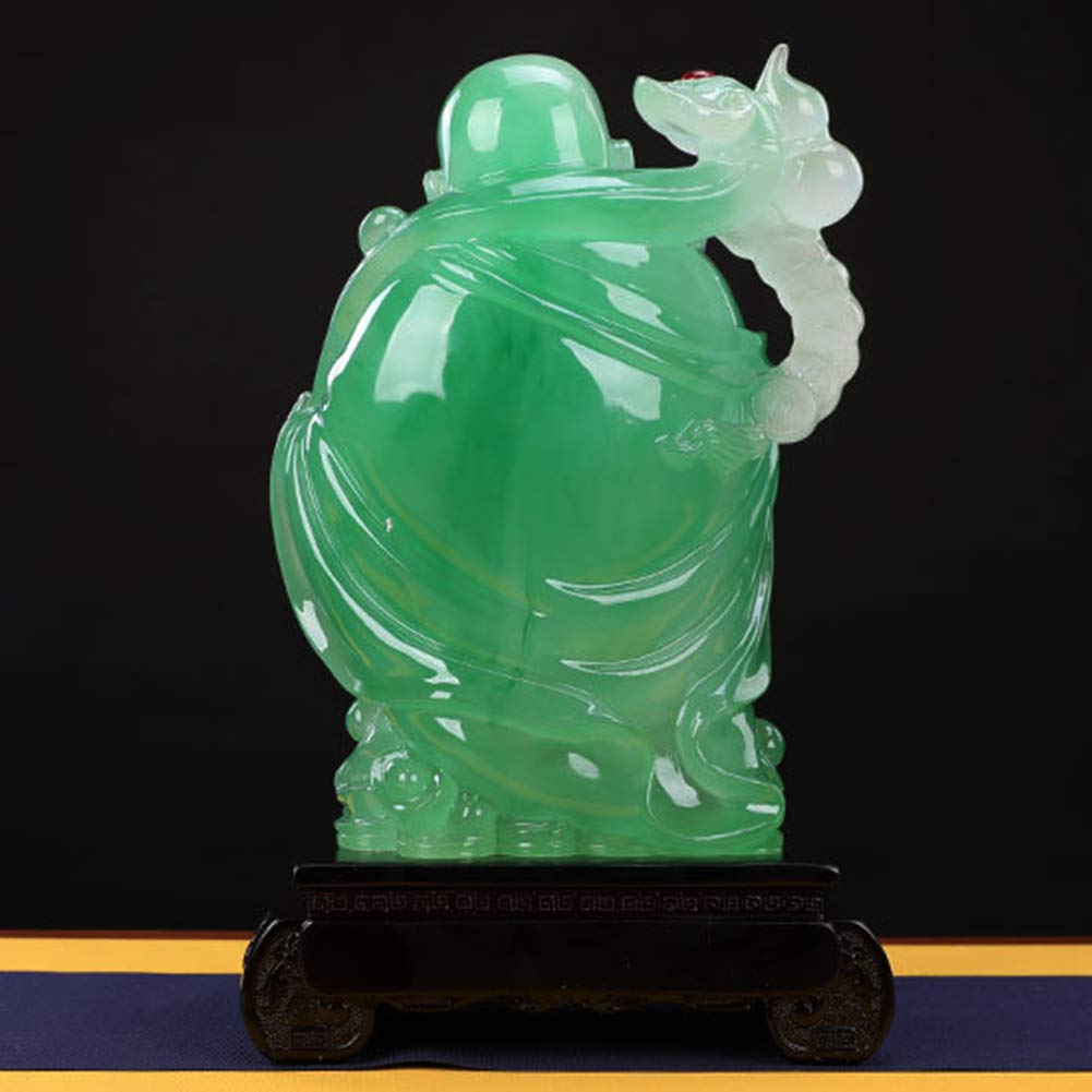 Grande Figurine Statua Ridere Buddha Feng Shui Ornamenti Maitreya Figurine Porta Soldi Borsa Scultura Decorazioni per la casa,Verde