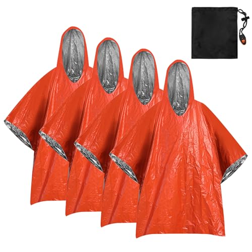 Poncho de emergencia reflectante con capucha y manta de supervivencia para lluvia