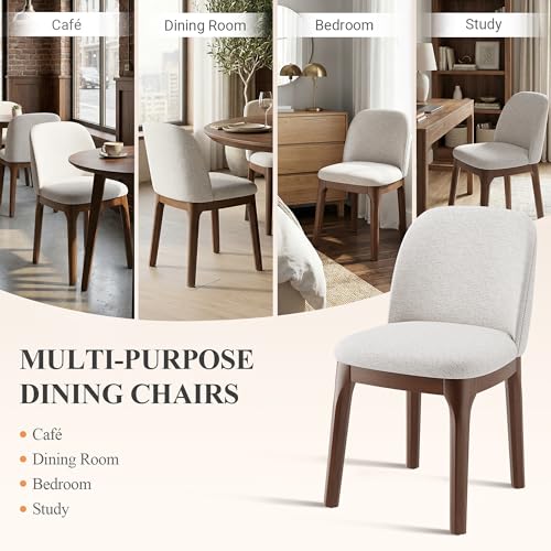 Image of MALOL Wooden Dining Chairs Set of 4, Upholstered Kitchen & Dining Room Chairs with Thickened Wooden Legs, Farmhouse Side Chairs, Beige
