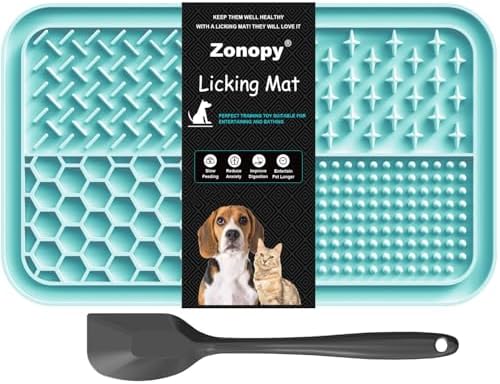 Zonopy Leckmatte für Hunde & Katzen mit Saugnäpfen, 1er-Pack Langsamfütterer Leckmatte zur Angstlinderung, Hundespielzeug-Fütterungsmatte für Butter, Joghurt, Erdnussbutter, Hausti