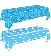 Esjay Ocean Tablecloth and Cloud Table Cover, Beach Pool Sea Themed Birthday Party Decorations, B...