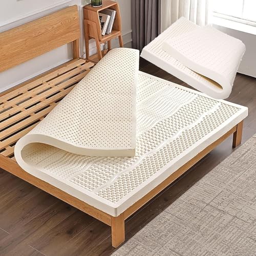 Colchón híbrido de látex natural tamaño matrimonial de 79 x 83 pulgadas, parte superior de algodón suave y fácil de limpiar