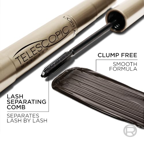 Image of L'Oreal Paris Makeup Original Telescopic Mascara, Separating Mascara Volume and Length Formula, Washable, Black Brown, 0.27 Fl Oz., 1 Count