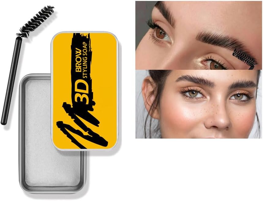 Soap Brows Kit,1Pcs/Set Eyebrow Freeze Styling Wax,Waterproof Long-lasting Eyebrows Enhancer Shaping Clear Tint Gel, Eye Brow Makeup Balm Pomade Cosmetics (1pc 02#)