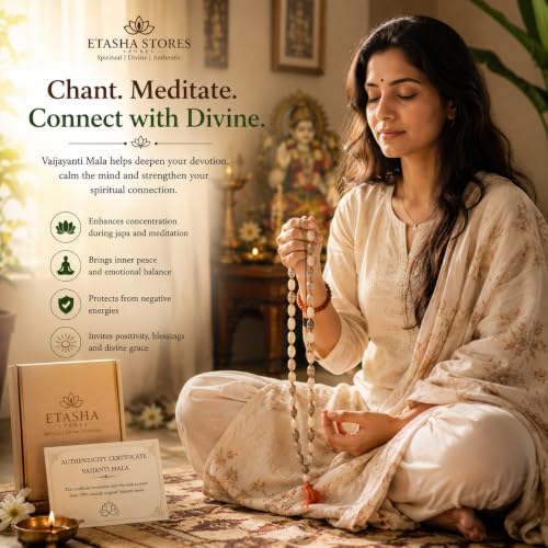 Image of Vaijanti Mala Original l Vaijayanti Mala Original | 108 Beads with Lab Test Certificate | Vyjayanthimala | Vyjayanthi Mala | Sacred Vaijanti Beads for Puja & Chanting | Baijanti Original | वैजयंती माला original 108