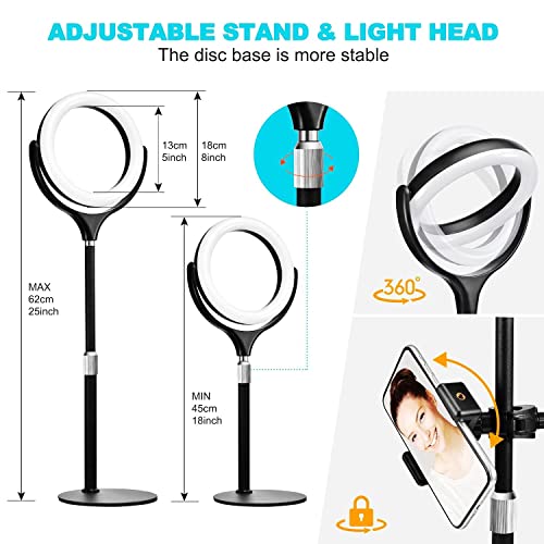 Ringlicht,Ringlicht mit stativ,Ringleuchte für Vlog, YouTube, TikTok,Videokonferenzen,Laptop.Ringlicht mit stativ Handy… – Bild 7