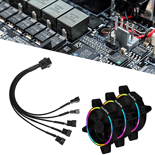 SinLoon 6 Pin PCIE to 3/4 Pin Fan,2Pcs 6 Pin Male PCIE to 5 x 3 Pin 4 Pin PC Case Fan Conversion Cable for PC Case Fan-10IN - Image 3
