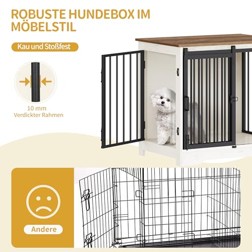 Hzuaneri Hundekäfig Möbel, 69 cm Hundebox, 2 Türen, Moderne Hundekäfig Indoor für kleine/mittlere/große Hunde, Beistelltisch, Hundebox für Zuhause 69 × 49 × 64,5 cm, Weiß Braun DFC84314B
