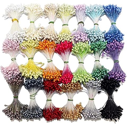 Weriirew 900pcs Estambres Mixtos Aleatorios Flor Doble Estambre Cover