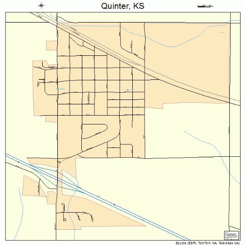 Large Street & Road Map of Quinter, Kansas KS Printed poster size