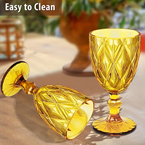 Nilor Amber Glasses Goblets Drinkware Set Water Glasses Colored Wine Glasses Set Of 6 Drinking Glasses Vintage Glassware Great For Party, Wedding Chirstmas - 12 Ounce #TOP4