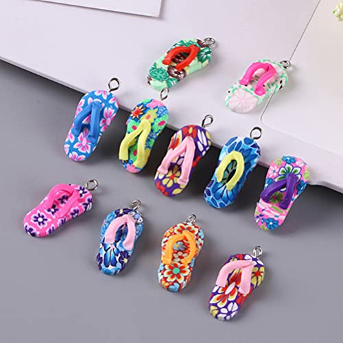 Toddmomy 50pcs Clay Flip- Flop Ornament Charms Pendant Resin Shoe Pendants Flatback Cabochons Charms Flatbacks Loose Beads for DIY Jewelry Making Bracelet Earring Mixted Color - Image 2