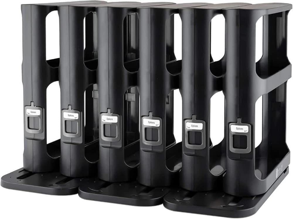 IndyDukaan Plastic Pull & Rotate Spice Rack (Black)