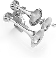 Vista 5 de Highsoar - Bocina de aire para camión de 12 V/24 V, 150 db, 3 bocinas de trompeta, kit universal para coche, tren, barco