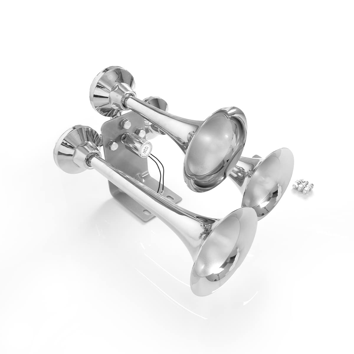 Klaxon à Air Double Trompette 150 DB - 12-24V Avec électrovanne - Pour Voiture, Camion, Bateau - Alliage Zinc