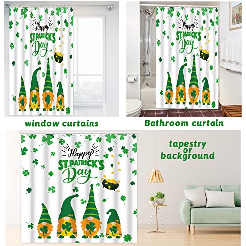 Gisgfim 72" X 72" St Patrick's Day Shower Curtain Irish Gnome Green Clover Shamrock Spring Bathroom Curtain Machine Washable Fabric Shower Curtain For Holiday Home Bath Bathtub Decor With 12 Hook #TOP6