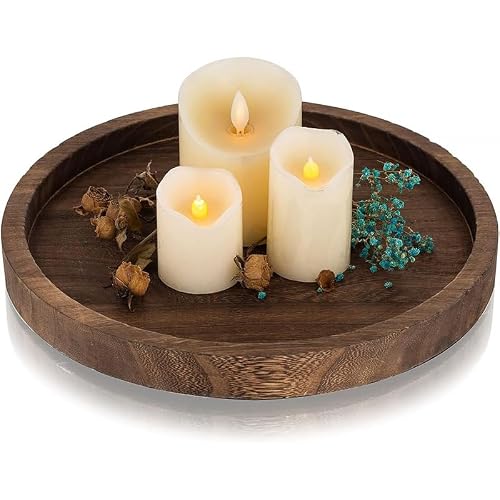 POXZSFX Rustic Tray Coffee Table Decor Vintage Candle Tray Round Wood Crafted With Wood For Timeless Décor Colored Serves