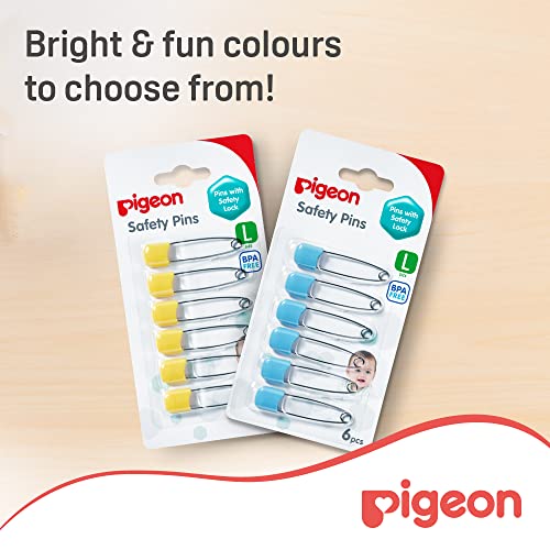 دبابيس أمان كبيرة من بيجين، ألوان متنوعة، 6 قطع/بطاقة