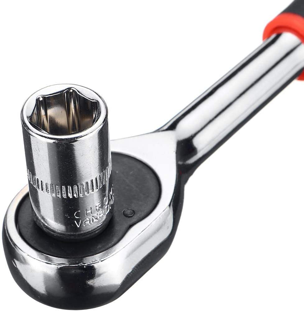 Llaves de Carraca Llaves de Vaso Juego de Herramientas 12 Piezas 1/4 Pulgadas zócalo Llave de trinquete Llave de extensión Varilla combinada Kit de Herramientas de Mano 1109