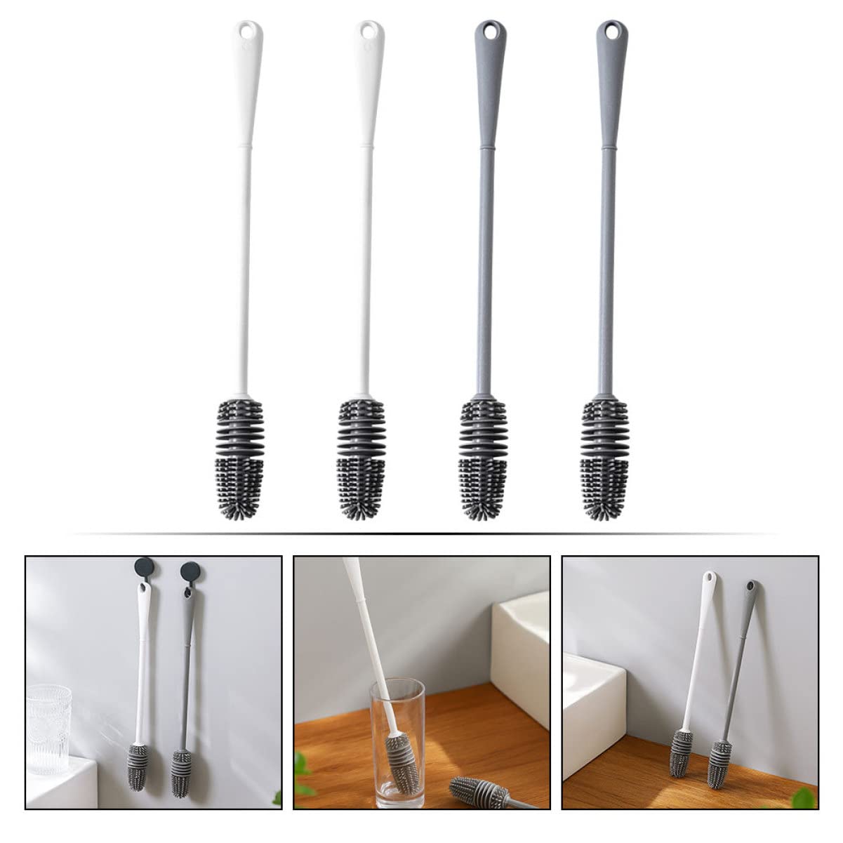 COLLBATH 8stücke Flaschenbürsten Langlebige Reinigungsbürsten Für Babyflaschen Sportflaschen Und Vasen Ergonomisches Design Mit Rutschfestem Griff Effektive Für Flaschentypen