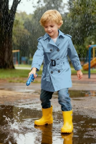Image of Betusline Boys Waterproof Trench Coat Double Breasted Classic Belted Outwear Jacket Dress Coats