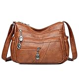 Bolsa Tiracolo Feminina Moderna Em Couro Pu Alta Qualidade，Design Com Vários Bolsos, Grande Capacidade (Marrom)