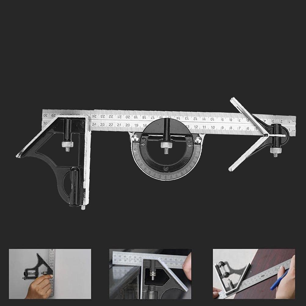 3pcs 300mm / 12 "MEDICIÓN 3 IN1 Regla Ajustable Multi Combinación Multi Angle Finder Protractor Spirit Level Tool de medición