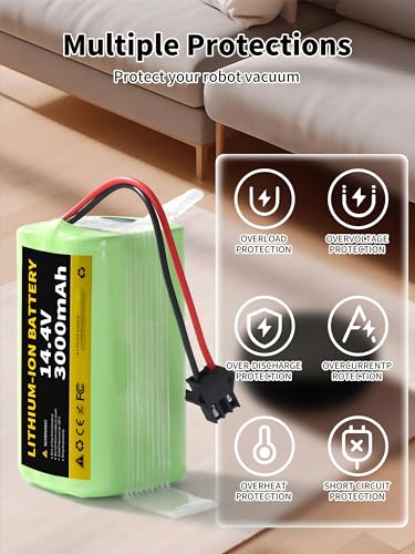 Image of 14.4V 3000mAh Lithium Battery Compatible with Eufy RoboVac 11 11C 11S Plus 11S MAX 12 15C 15C MAX 15T 25C 30C G10 Hybrid G30 Edge R500 R450