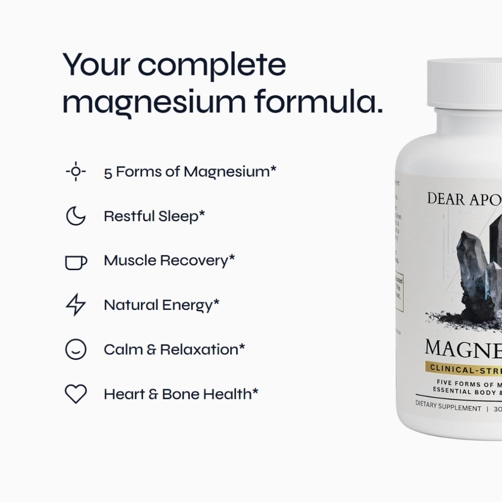 Magnesium 5 Complex 500mg, 5 Forms Glycinate Malate Citrate Oxide Aquamin, Muscle Nerve Relaxation & Sleep Support Supplement, 60 Veggie Capsules — Amazon image 2