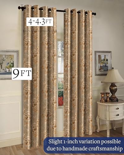 Image of Cloth Fusion Printed 100% Blackout Long Door Curtains 9 Feet Set of 2