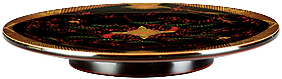 Amazon.co.jp: 会津漆器 6.0 足付 丸皿 会津絵（漆・手塗・手描