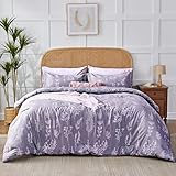 Kozyhvn Floral Comforter Set Full Lavender, Cute Flower Bed in a Bag Full Boho 7 Pieces, Soft Fluffy Bedding Sets with Comforter, Sheets, Pillowcases & Shams, All Season, Purple