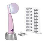 Michael Todd Beauty Sonicsmooth Pro+ Dermaplane Razor for Women Face + Eyebrow trimmer Dermaplaning System w/LED Light Peach Fuzz Remover -16 Dermaplaning Blades & 2 Microsmooth Exfoliation Tips