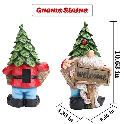 Ovewios Garden Gnome Outdoor Statue, Large Funny Gnomes Figurines Holding Welcome Sign With Solar Lights Garden Decor For Outside Patio Yard Lawn Outdoor Sculpture Ornament Gifts #TOP6