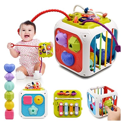 Juguetes Niños 1 2 Año, 7 in 1 Montessori Sensoriales Educativos Juguete para Bebe 6-12 18 Meses Cubo de Actividades Juguetes Clasificador de Formas para 1 2 3 Años Regalo de Cumpleaños Navidad