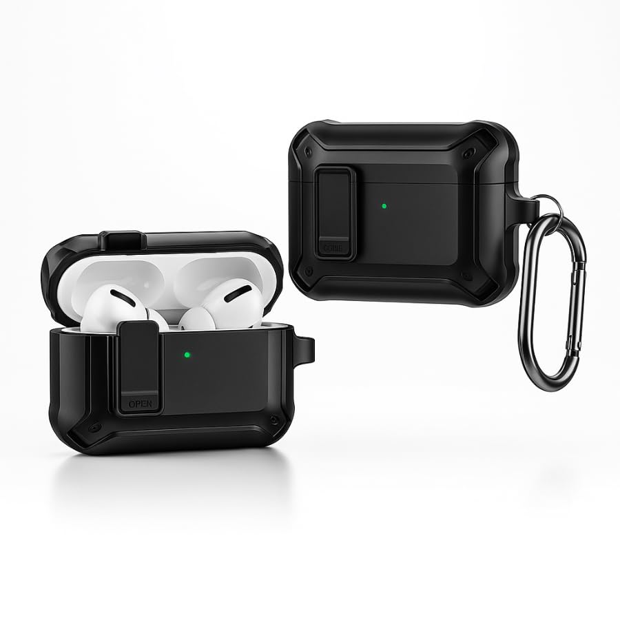 Capa Protetora Armour Nerdcase Compatível com AirPods Pro 3, Resistente Preta