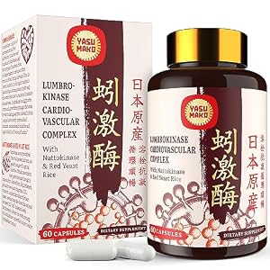 Lumbrokinase 100mg (Max Activity 1,000,000 LKU),Nattokinase 100mg-2,000 FU of Activity and Red Yeast Rice 300mg, Potent Lumbrokinase Enzymes Supplement for Circulatory,Cognition,60 Capsules