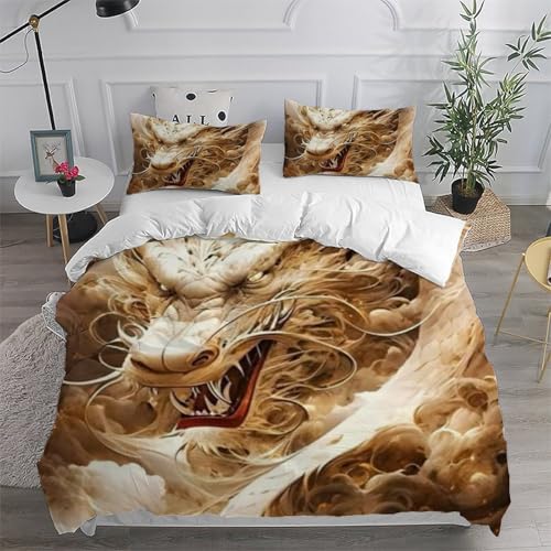 Housse de couette 200x200cm dragon d'or en microfibre douce et facile à laver - 6