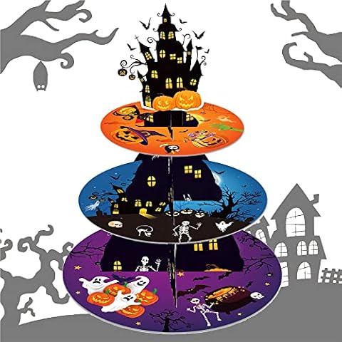 Halloween Cupcake Stand Halloween Cupcake Stand Halloween Party Decor 3 Tier Cake Stand for Halloween Birthday Party Supplies… Cover